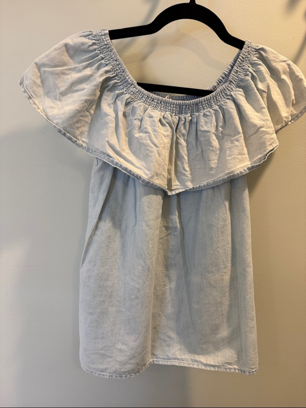Soft Joie Light Blue Off-Shoulder Ruffle Top